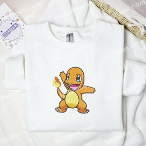 Charmander Happy Pokemon Anime Embroidered Shirt 1 Charmander Happy Pokemon Anime Embroidered Shirt 3 2