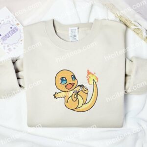 Charmander Happy Pokemon Anime Embroidered Shirt 1