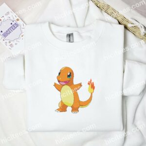 Charmander Happy Pokemon Anime Embroidered Shirt 1 Charmander Happy Pokemon Anime Embroidered Shirt 3 3