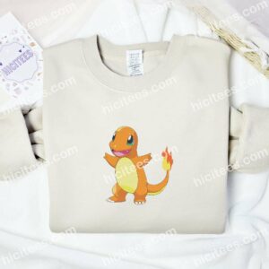 Charmander Happy Pokemon Anime Embroidered Shirt 2 Charmander Happy Pokemon Anime Embroidered Shirt 5