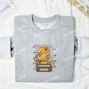 Charmander Pokemon Anime Embroidered Shirt 1 Charmander Pokemon Anime Embroidered Shirt 3
