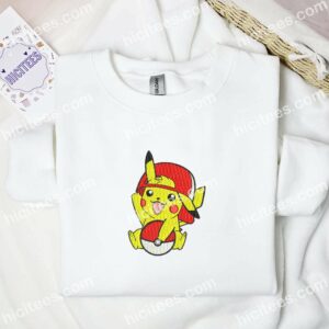 Pikachu Cute Pokemon Anime Embroidered Shirt 1 Pikachu Cute Pokemon Anime Embroidered Shirt 3