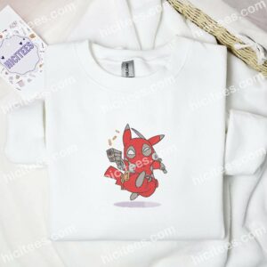 Pikachu Deadpool Pokemon Anime Embroidered Shirt 1 Pikachu Deadpool Pokemon Anime Embroidered Shirt 3