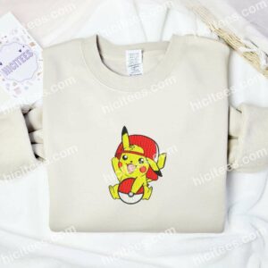 Pikachu Cute Pokemon Anime Embroidered Shirt 2 Pikachu Cute Pokemon Anime Embroidered Shirt