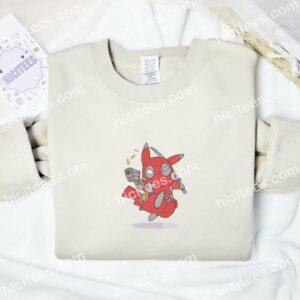 Pikachu Deadpool Pokemon Anime Embroidered Shirt 2 Pikachu Deadpool Pokemon Anime Embroidered Shirt