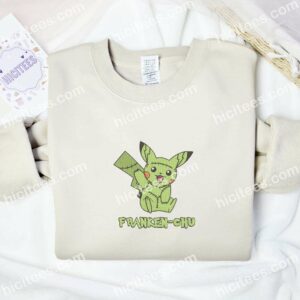 Pikachu Green Pokemon Anime Embroidered Shirt