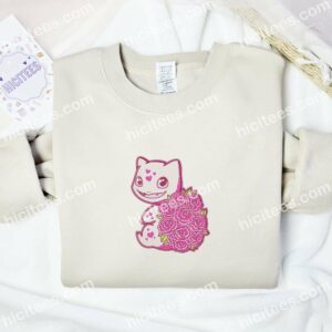 Rose Bulbasaur Pokemon Anime Embroidered Shirt 2 Rose Bulbasaur Pokemon Anime Embroidered Shirt