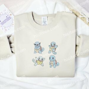 Squirtle Cute Pokemon Anime Embroidered Shirt 2 Squirtle Cute Pokemon Anime Embroidered Shirt