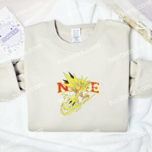 Zapdos Pokemon Anime Embroidered Shirt 2 Zapdos Pokemon Anime Embroidered Shirt