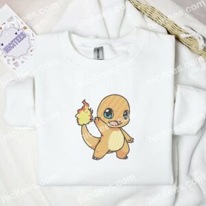 Charmander Pokemon Anime Embroidered Shirt 1 Charmander Pokemon Anime Embroidered Shirt 3 4