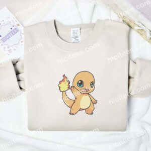 Charmander Pokemon Anime Embroidered Shirt 2 Charmander Pokemon Anime Embroidered Shirt 6