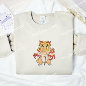 Charmander Cosplay Rengoku Kyojuro Pokemon Anime Embroidered Shirt 2 Charmander Cosplay Rengoku Kyojuro Pokemon Anime Embroidered Shirt