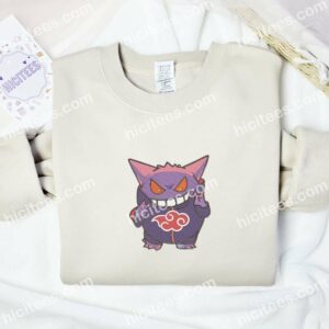 Gengar Akatsuki Pokemon Anime Embroidered Shirt 2 Gengar Akatsuki Pokemon Anime Embroidered Shirt