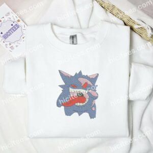 Gengar Creepy Pokemon Anime Embroidered Shirt 1 Gengar Creepy Pokemon Anime Embroidered Shirt 3