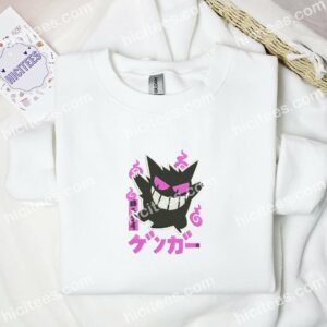 Gengar Black Pink Pokemon Anime Embroidered Shirt 1 Gengar Black Pink Pokemon Anime Embroidered Shirt 3