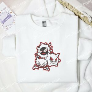 Gengar Gastly Haunter Pokemon Anime Embroidered Shirt 1 Gengar Gastly Haunter Pokemon Anime Embroidered Shirt 3 1