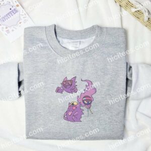 Gengar Gastly Haunter Pokemon Anime Embroidered Shirt 3