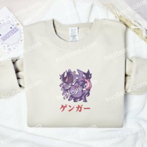 Gengar Gastly Haunter Pokemon Anime Embroidered Shirt 2 Gengar Gastly Haunter Pokemon Anime Embroidered Shirt 4