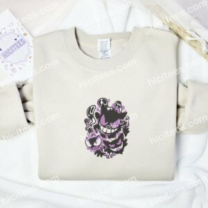 Gengar Gastly Haunter Pokemon Anime Embroidered Shirt 5