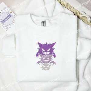 Gengar Gastly Haunter Pokemon Anime Embroidered Shirt 1 Gengar Gastly Haunter Pokemon Anime Embroidered Shirt 3 4
