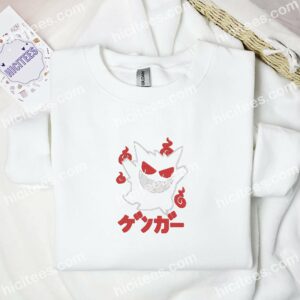 Gengar Ghost Pokemon Anime Embroidered Shirt 3