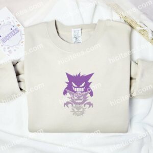 Gengar Gastly Haunter Pokemon Anime Embroidered Shirt 2 Gengar Gastly Haunter Pokemon Anime Embroidered Shirt 6