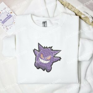 Gengar Pokemon Anime Embroidered Shirt 1 Gengar Pokemon Anime Embroidered Shirt 3 3