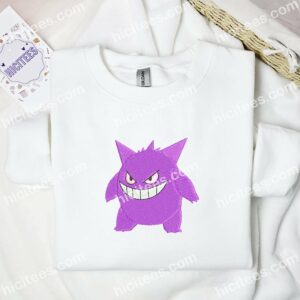 Gengar Pokemon Anime Embroidered Shirt 1 Gengar Pokemon Anime Embroidered Shirt 3 4
