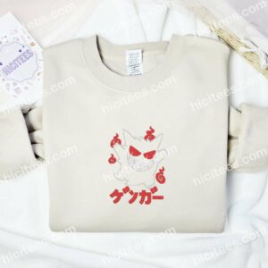 Gengar Ghost Pokemon Anime Embroidered Shirt