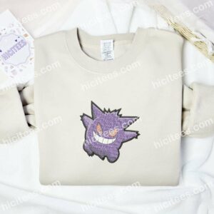 Gengar Pokemon Anime Embroidered Shirt 2 Gengar Pokemon Anime Embroidered Shirt 5