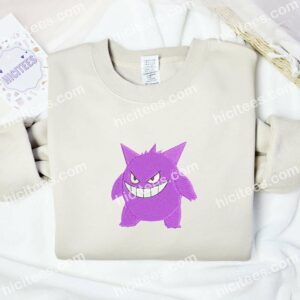 Gengar Pokemon Anime Embroidered Shirt 2 Gengar Pokemon Anime Embroidered Shirt 6