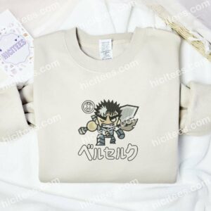 Guts Chibi Berserk Anime Embroidered Shirt 2 Guts Chibi Berserk Anime Embroidered Shirt