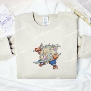 Inosuke Chibi Demon Slayer Anime Embroidered Shirt 4