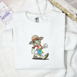 Luffy Kid Disney One Piece Anime Embroidered Shirt 1 Luffy Kid Disney One Piece Anime Embroidered Shirt 3