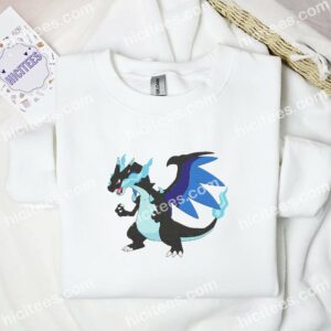 Mega Charizard X Pokemon Anime Embroidered Shirt 1 Mega Charizard X Pokemon Anime Embroidered Shirt 3