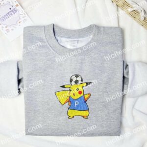 Pikachu Soccer Pokemon Anime Embroidered Shirt 1 Pikachu Soccer Pokemon Anime Embroidered Shirt 3