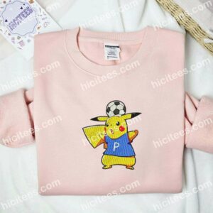 Pikachu Soccer Pokemon Anime Embroidered Shirt 2 Pikachu Soccer Pokemon Anime Embroidered Shirt