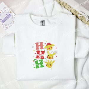 Pikachu Xmas Pokemon Anime Embroidered Shirt 1 Pikachu Xmas Pokemon Anime Embroidered Shirt 3