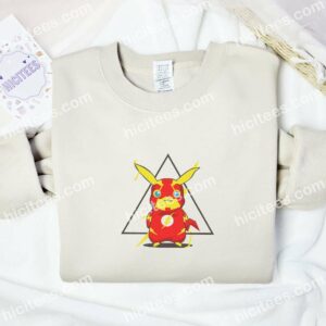 Pikachu Cosplay Flash Pokemon Anime Embroidered Shirt 2 Pikachu Cosplay Flash Pokemon Anime Embroidered Shirt