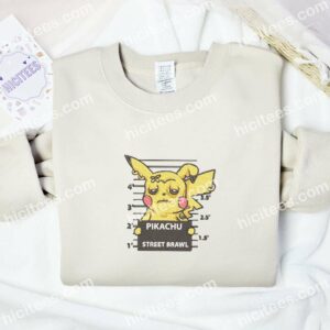 Pikachu Criminal Pokemon Anime Embroidered Shirt 2 Pikachu Criminal Pokemon Anime Embroidered Shirt