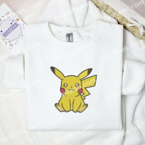 Pikachu Cute Pokemon Anime Embroidered Shirt 1 Pikachu Cute Pokemon Anime Embroidered Shirt 3