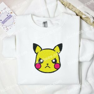 Pikachu Face Pokemon Anime Embroidered Shirt 3