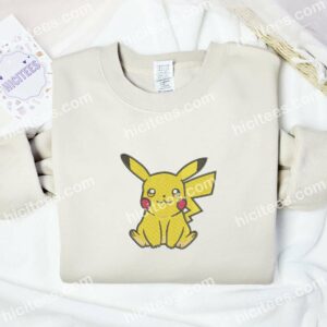 Pikachu Cute Pokemon Anime Embroidered Shirt 2 Pikachu Cute Pokemon Anime Embroidered Shirt