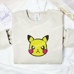 Pikachu Face Pokemon Anime Embroidered Shirt