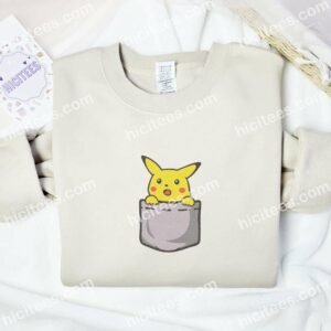 Pikachu Pocket Pokemon Anime Embroidered Shirt 2 Pikachu Pocket Pokemon Anime Embroidered Shirt