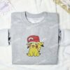 Pikachu Wearing Ash’s Cap Pokemon Anime Embroidered Shirt
