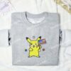 4th of July Pikachu Pokemon Anime Embroidered Shirt