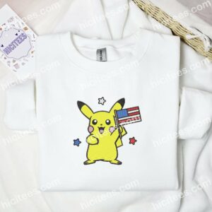 4th of July Pikachu Pokemon Anime Embroidered Shirt 1 4th of July Pikachu Pokemon Anime Embroidered Shirt 3