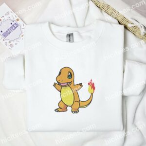Charmander Pokemon Anime Embroidered Shirt 1 Charmander Pokemon Anime Embroidered Shirt 3 5