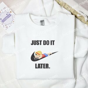 Luffy Kid Sleeping One Piece Anime Embroidered Shirt 1 Luffy Kid Sleeping One Piece Anime Embroidered Shirt 3